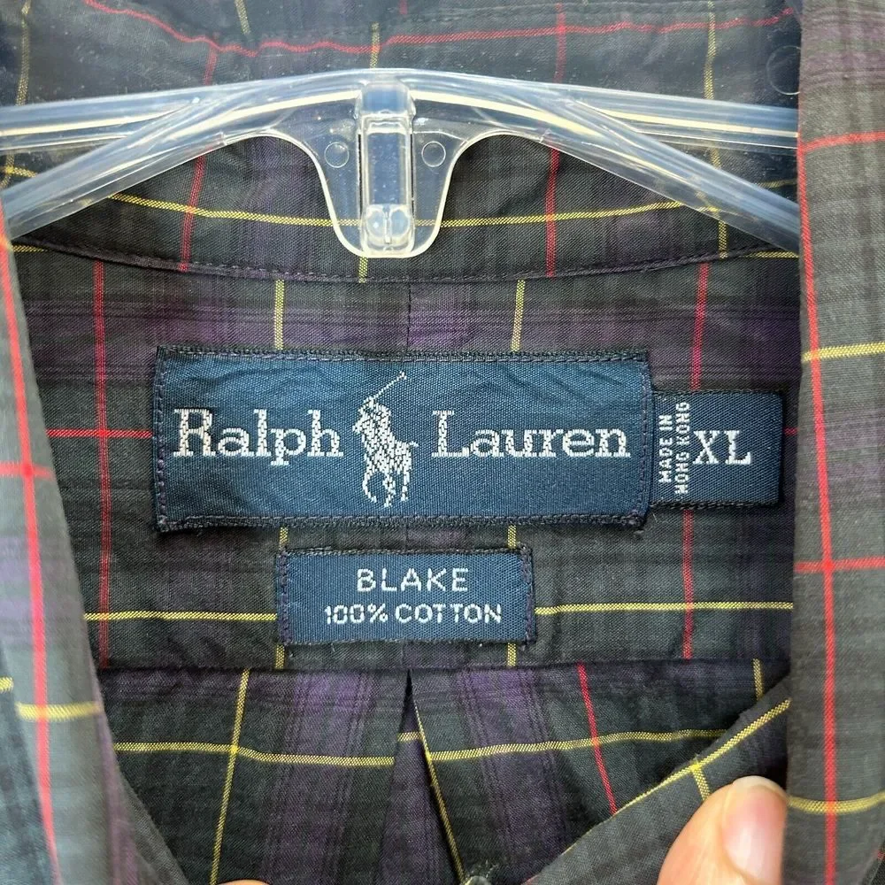 Polo Ralph Lauren‎ Shirt Mens Extra Large Blake Plaid Button Down Lightweight